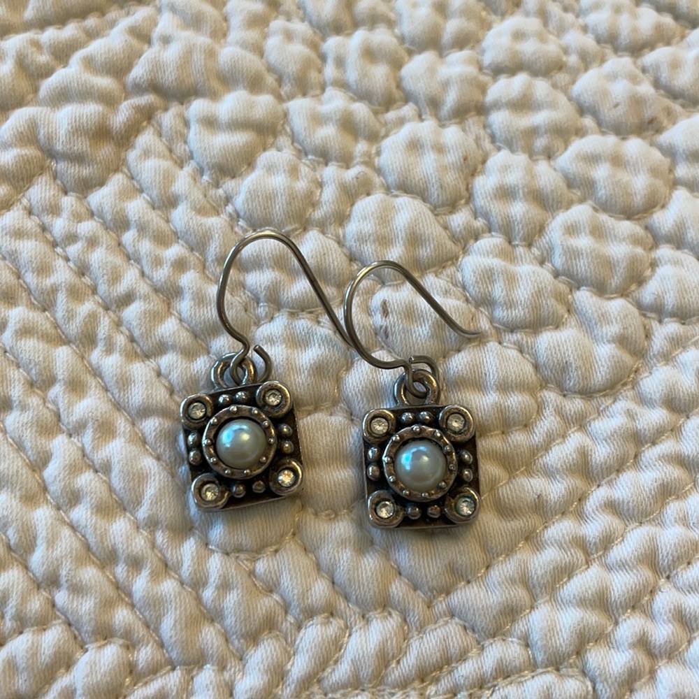 Patricia Locke Earrings Silver Pearls Crystals